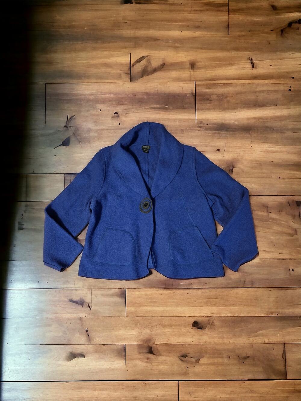 Nomadic Traders Large Blue Wool Long Sleeve Cardigan